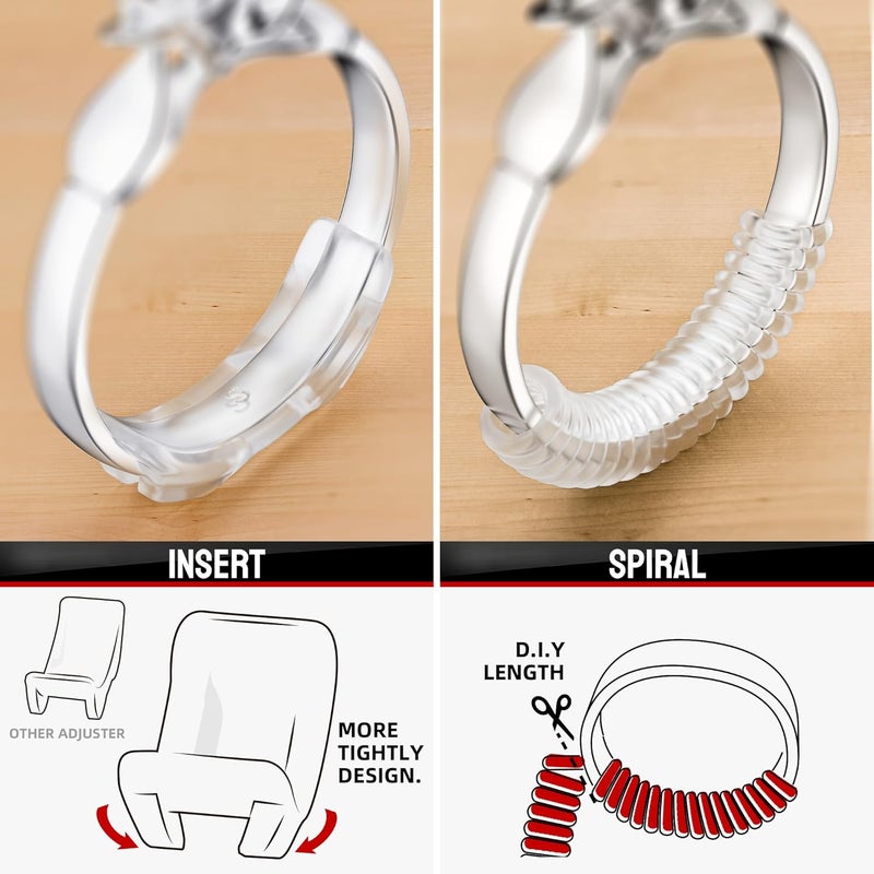 Omilly 14 Sizes Ring Sizer Adjuster for Loose Rings, Silicone Ring Guards Invisible Ring Spacers Fitter, Transparent Ring Resizer Tightener for Women and Men - Image 5